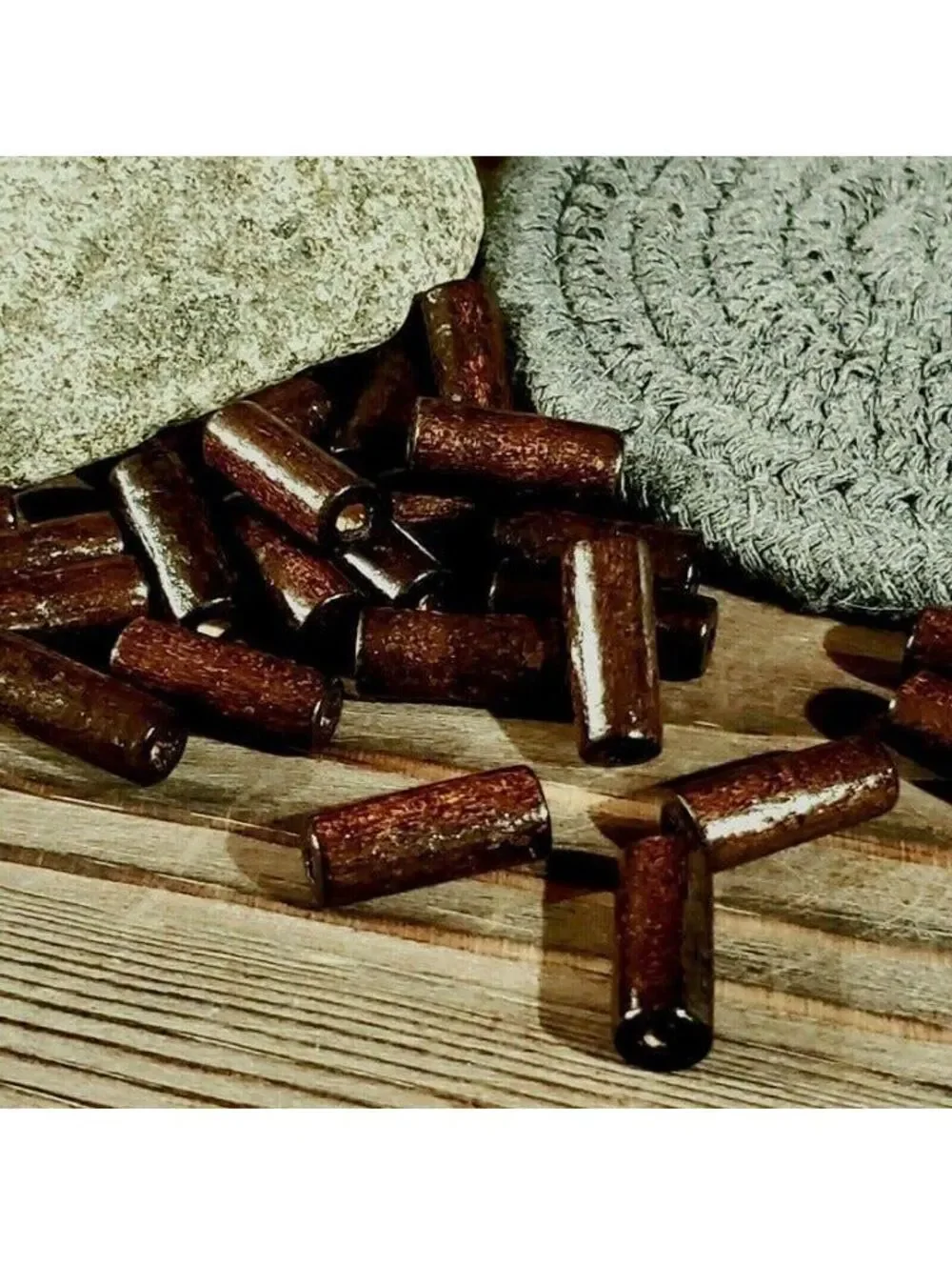 100 Dark Brown Philippines Sustainable Wood Beads 20x7mm Round Tube Bulk Lot
